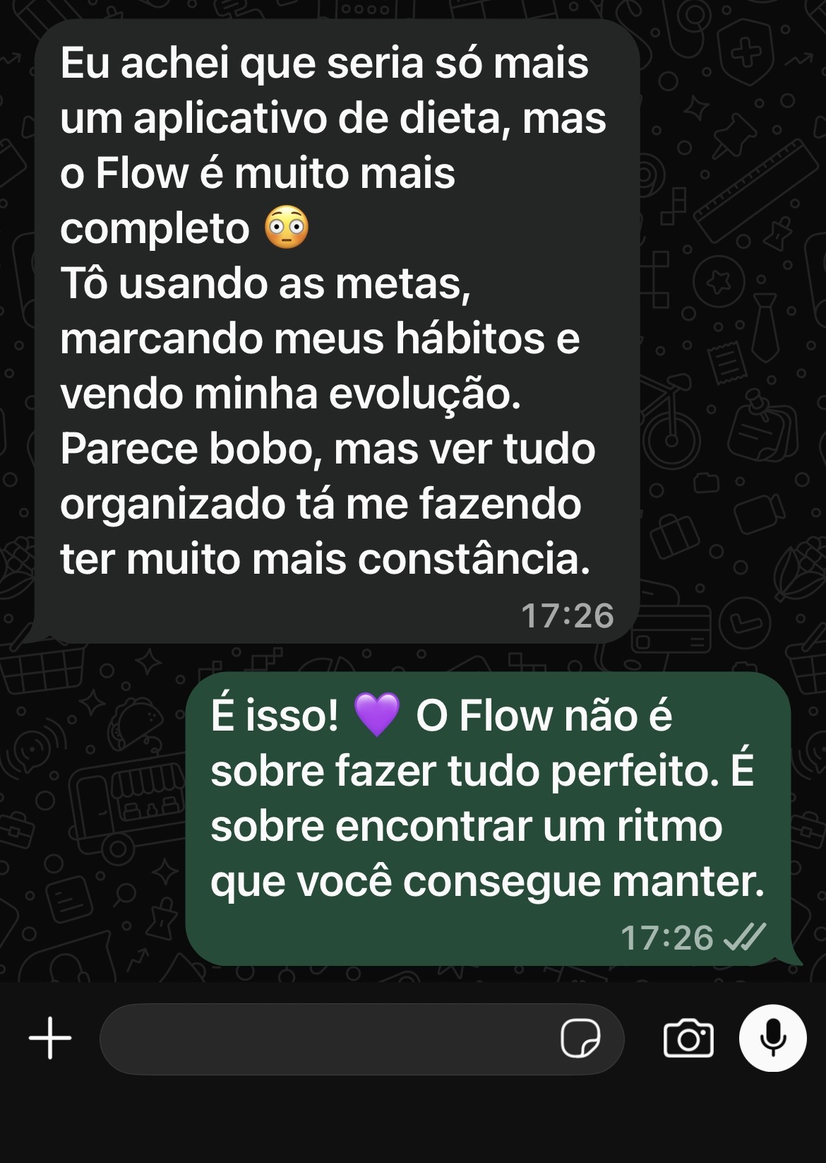 Relato sobre organização de metas, hábitos e evolução